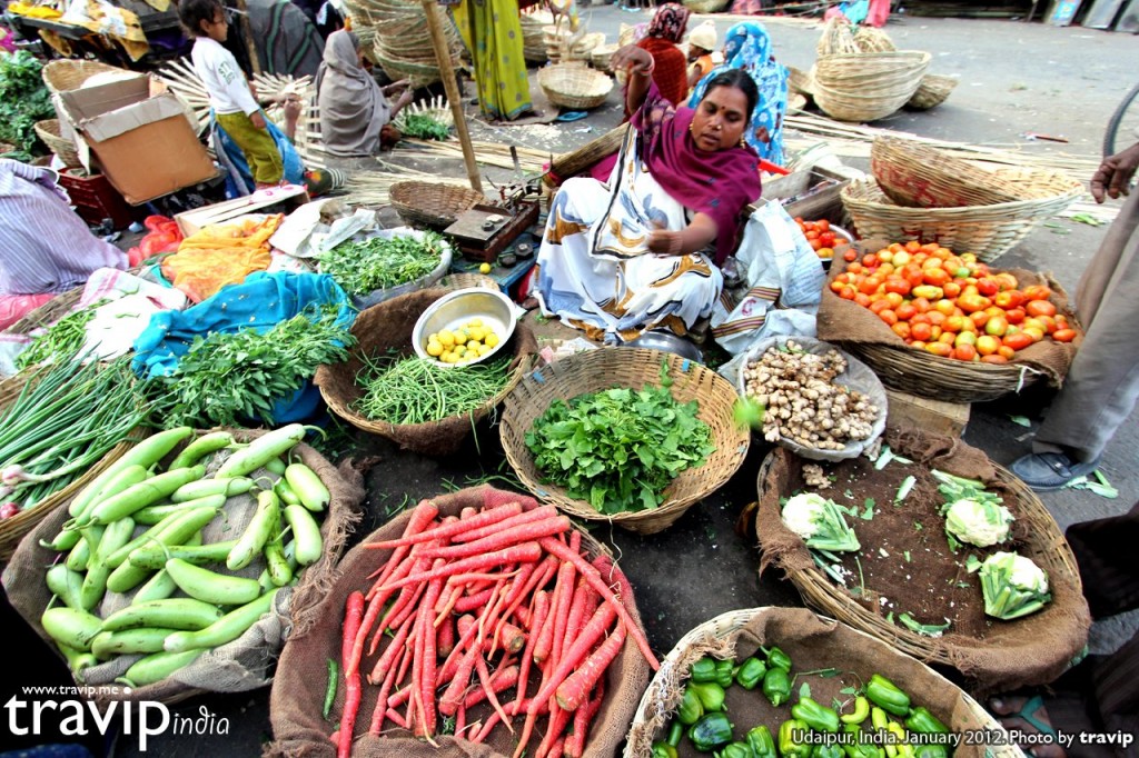 Một khu chợ địa phương ở Udaipur, Ấn Độ